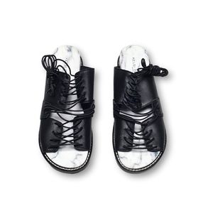 NWOB Kelsi Dagger Brooklyn Olympia Leather Lace Up Backless Sandals